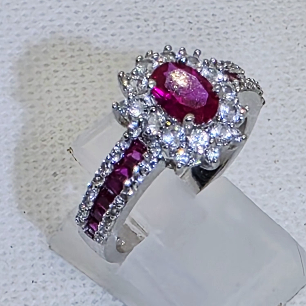 Nwot Exquisite Designer Signed Ruby And Topaz Hal… - image 3